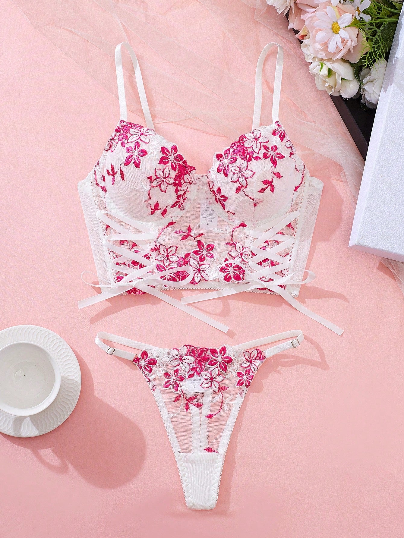 Women’s 2pcs Embroidered Camisole Top And Matching Piece