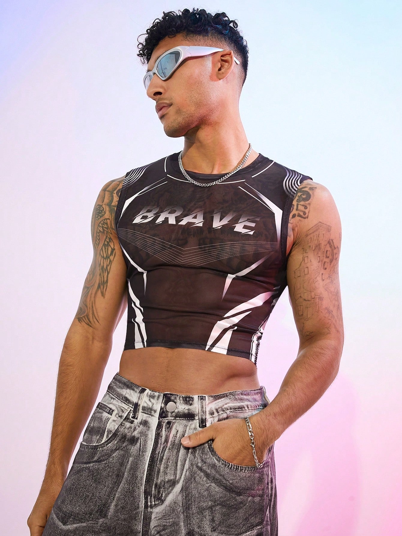 Men's Angel Print Casual Tank Top