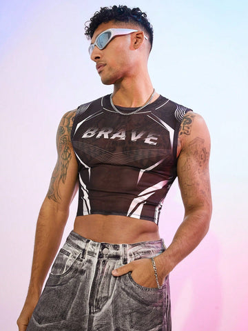 Men's Angel Print Casual Tank Top