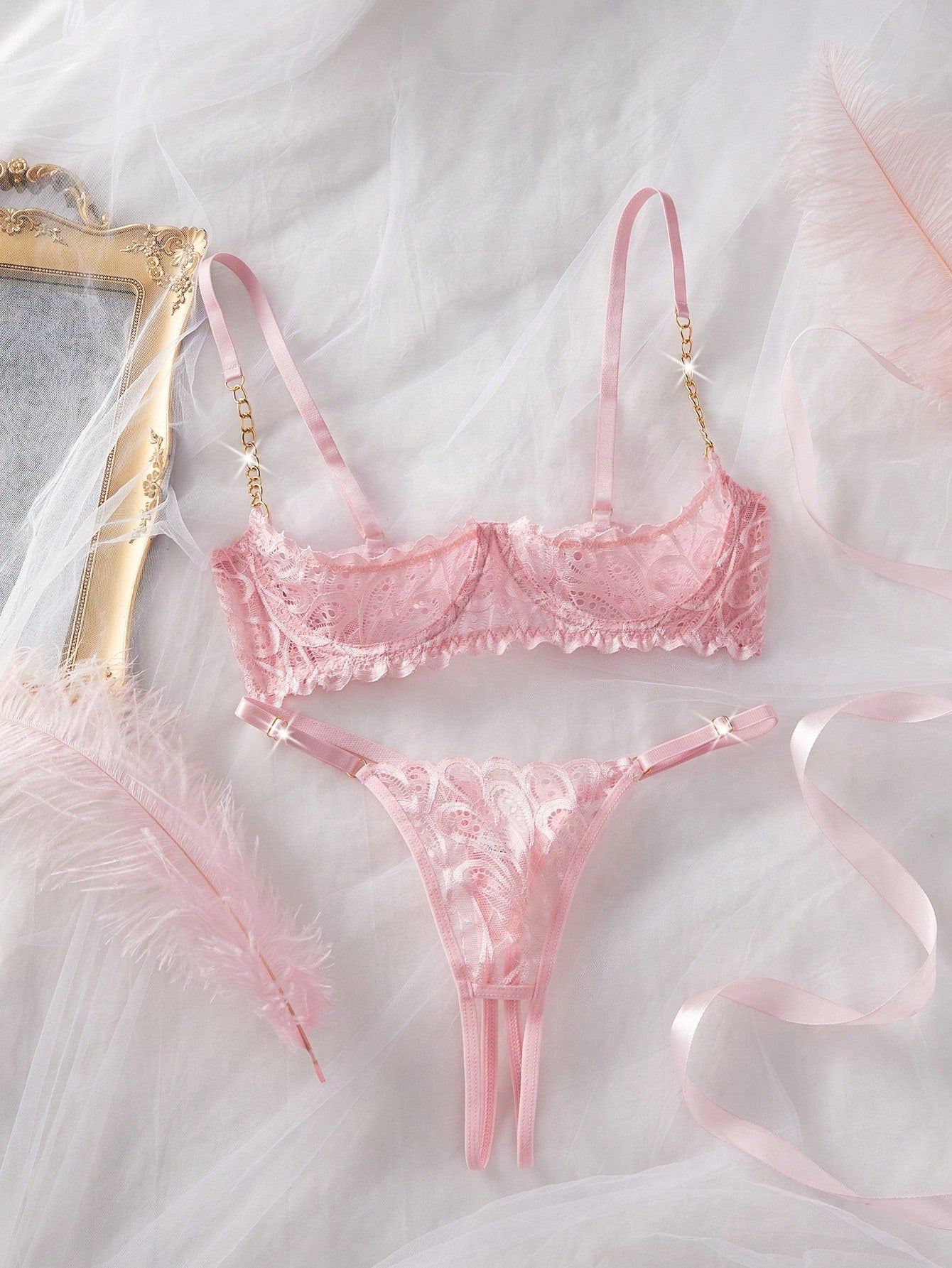 Women’s Chain Accent Top And Bottom Set