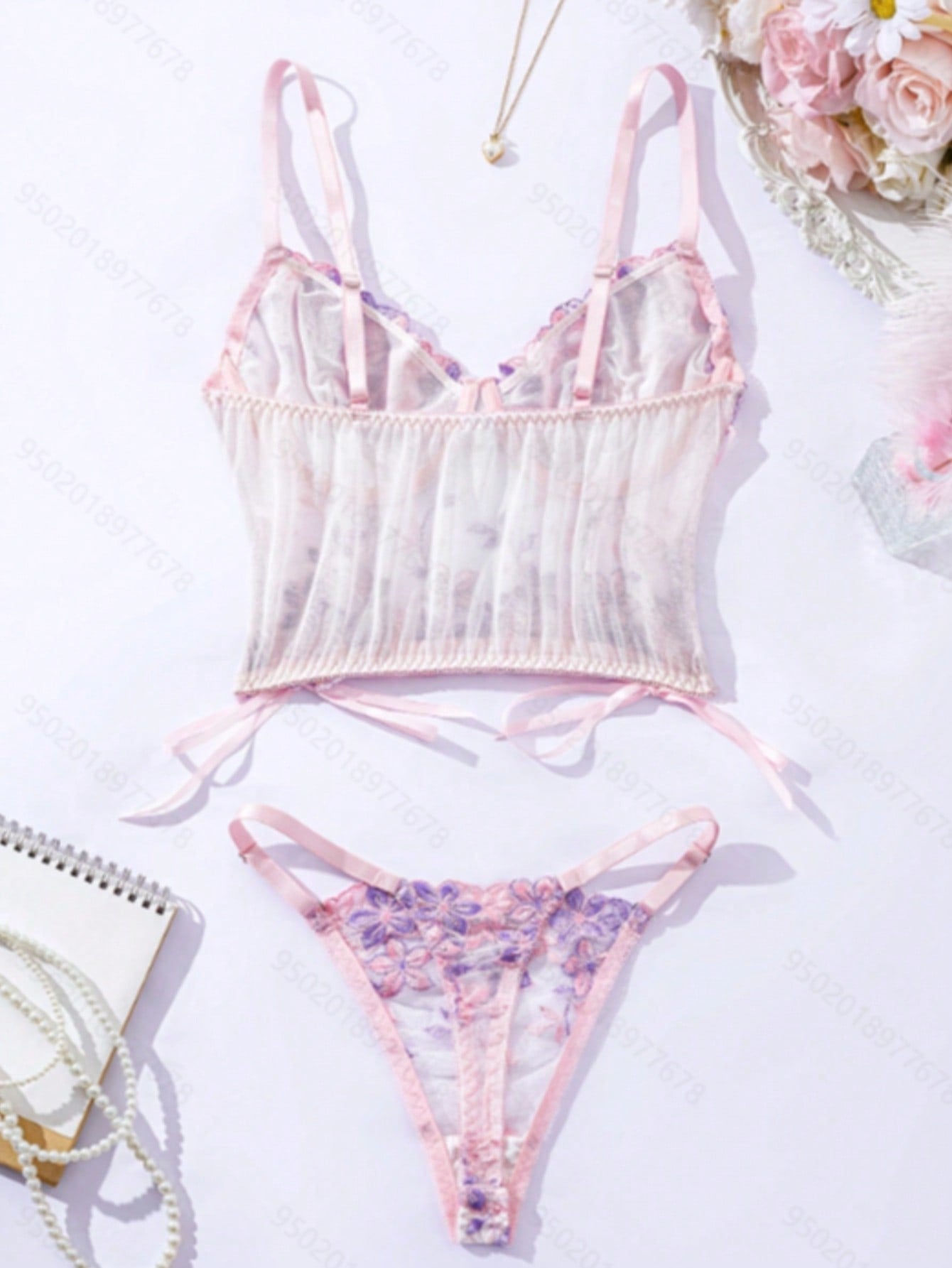 Women’s 2pcs Embroidered Camisole Top And Matching Piece