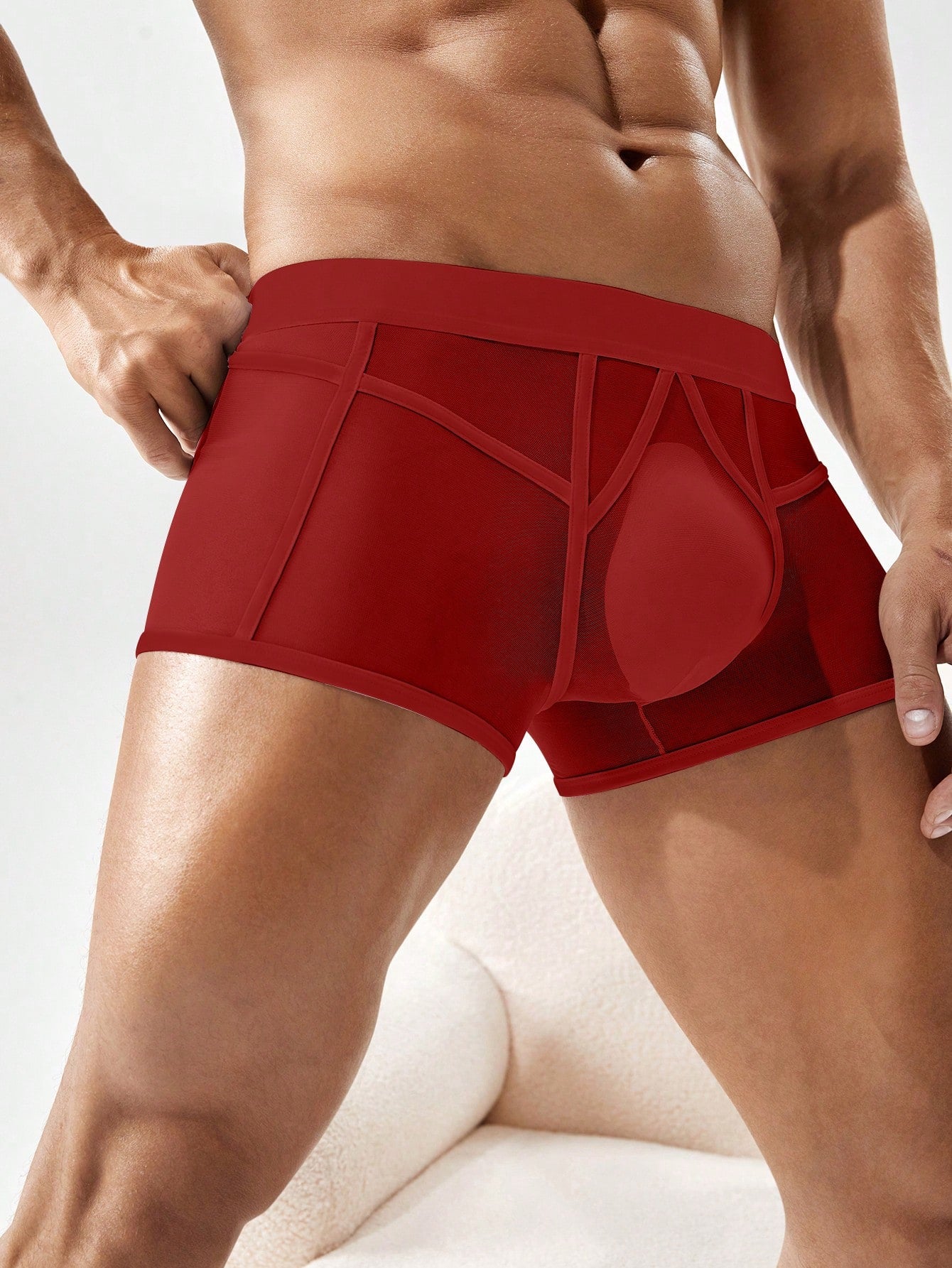 Men’s Lightweight Shorts With Color Block Fabric And Trim