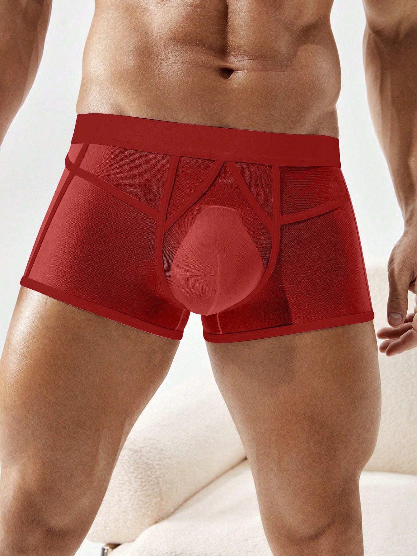 Men’s Lightweight Shorts With Color Block Fabric And Trim