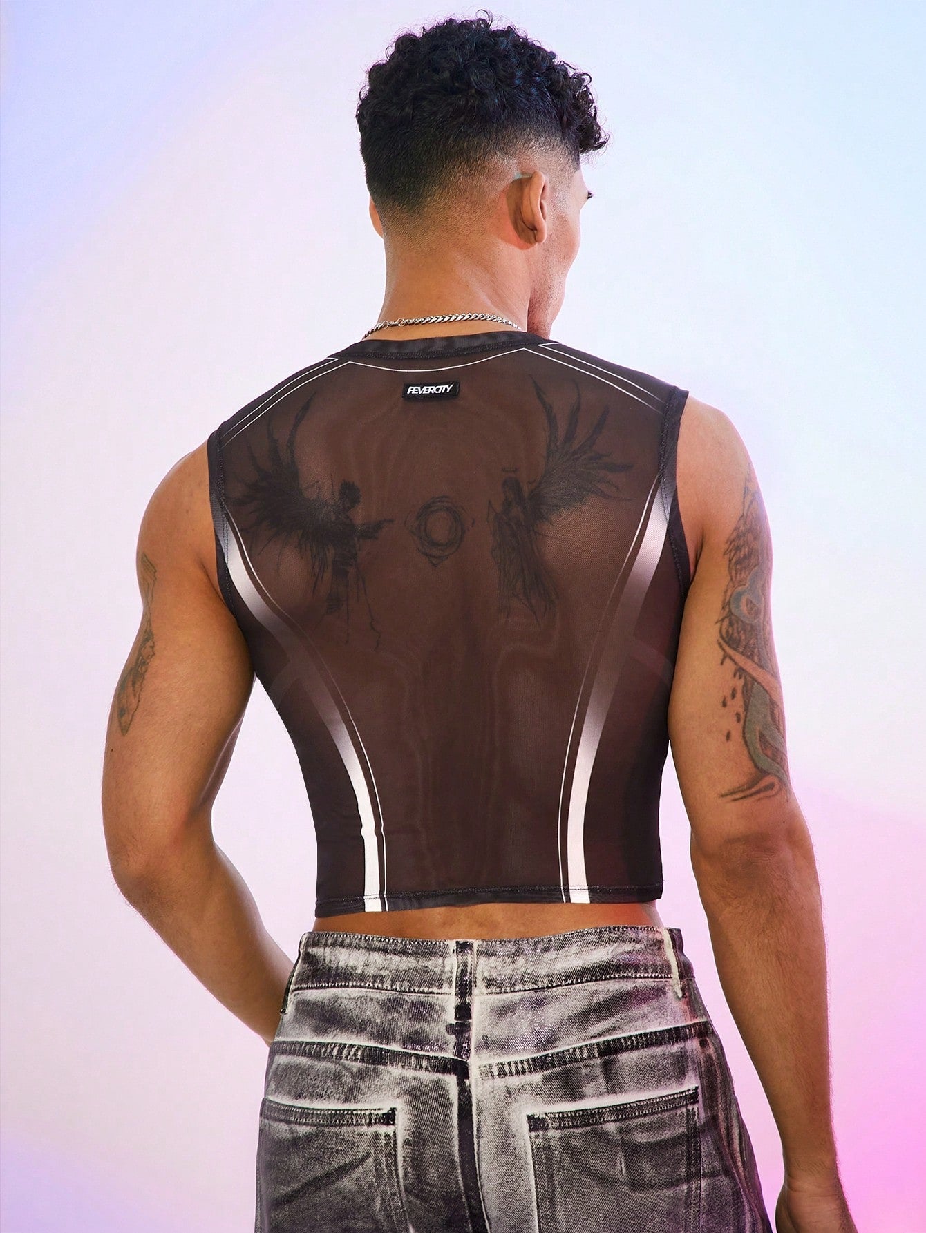 Men's Angel Print Casual Tank Top