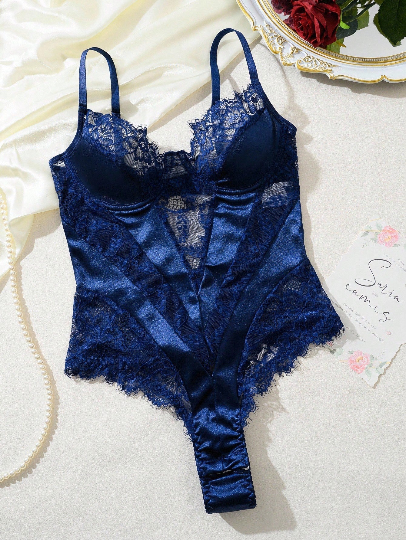 Lace Patchwork Sexy Bodysuit for Night Out