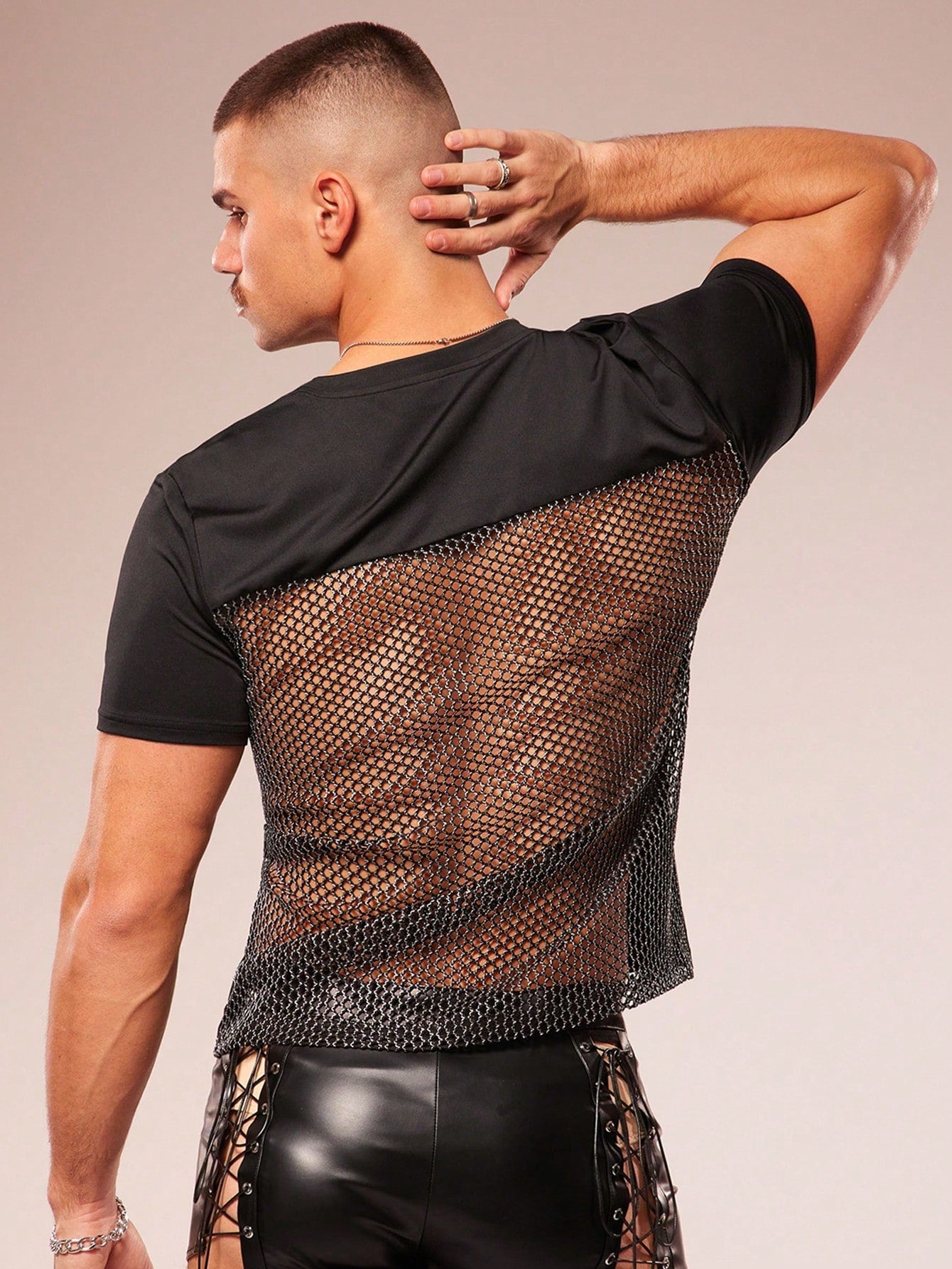 Men's Mesh Round Neck Short Sleeve T-Shirt