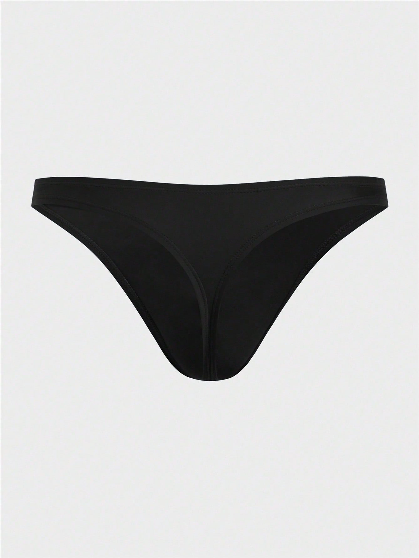 Black men's plain swim briefs with cut-out detail, high waist, short length, and high-stretch polyester elastane fabric.