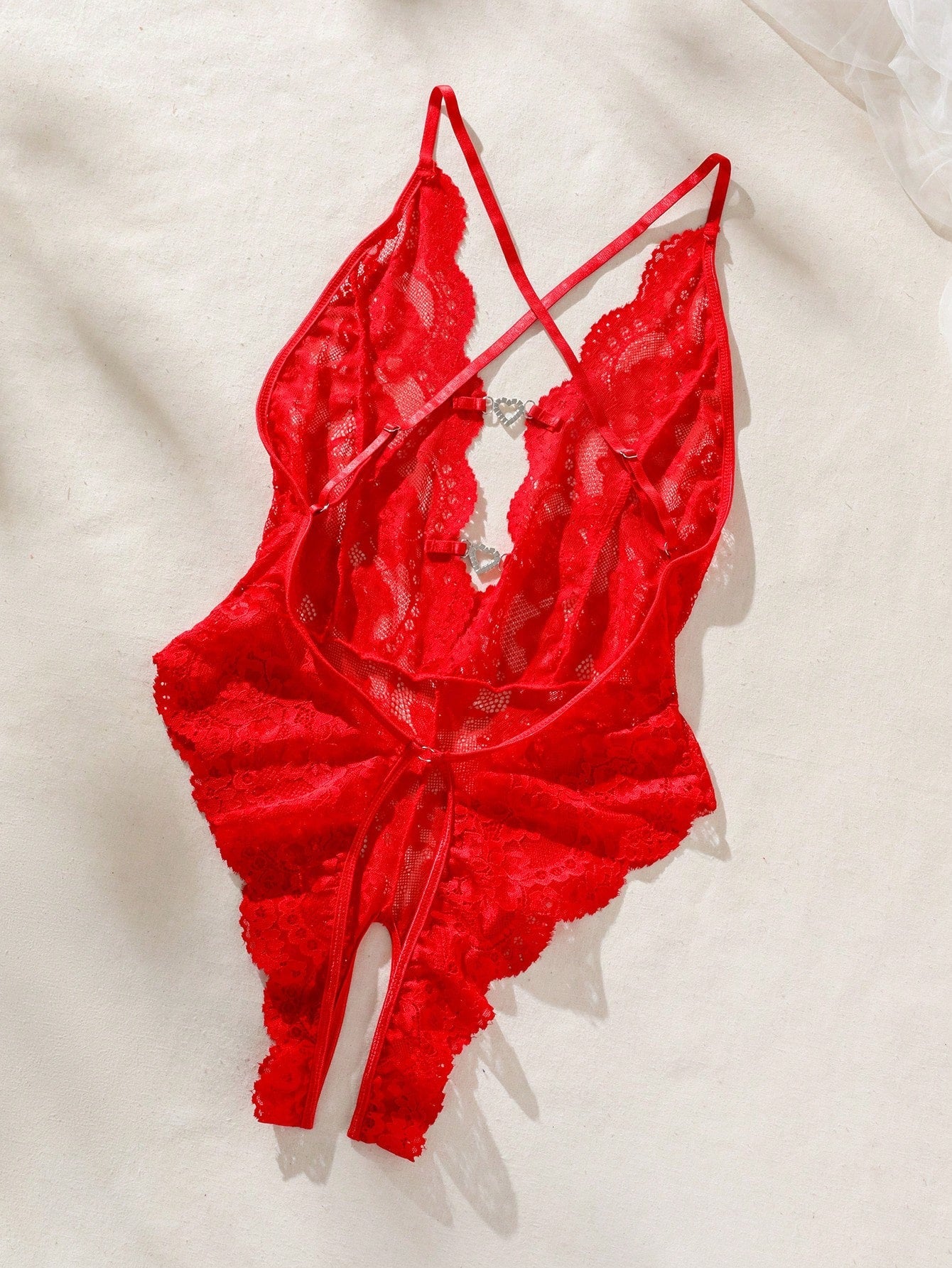 Women Lace Cutout One-Piece Bodysuit With Lightweight Fabric Construction, Clean Seam Lines And Simple Silhouette, Flexible Fit, Suitable For General Wear And Outfit Styling