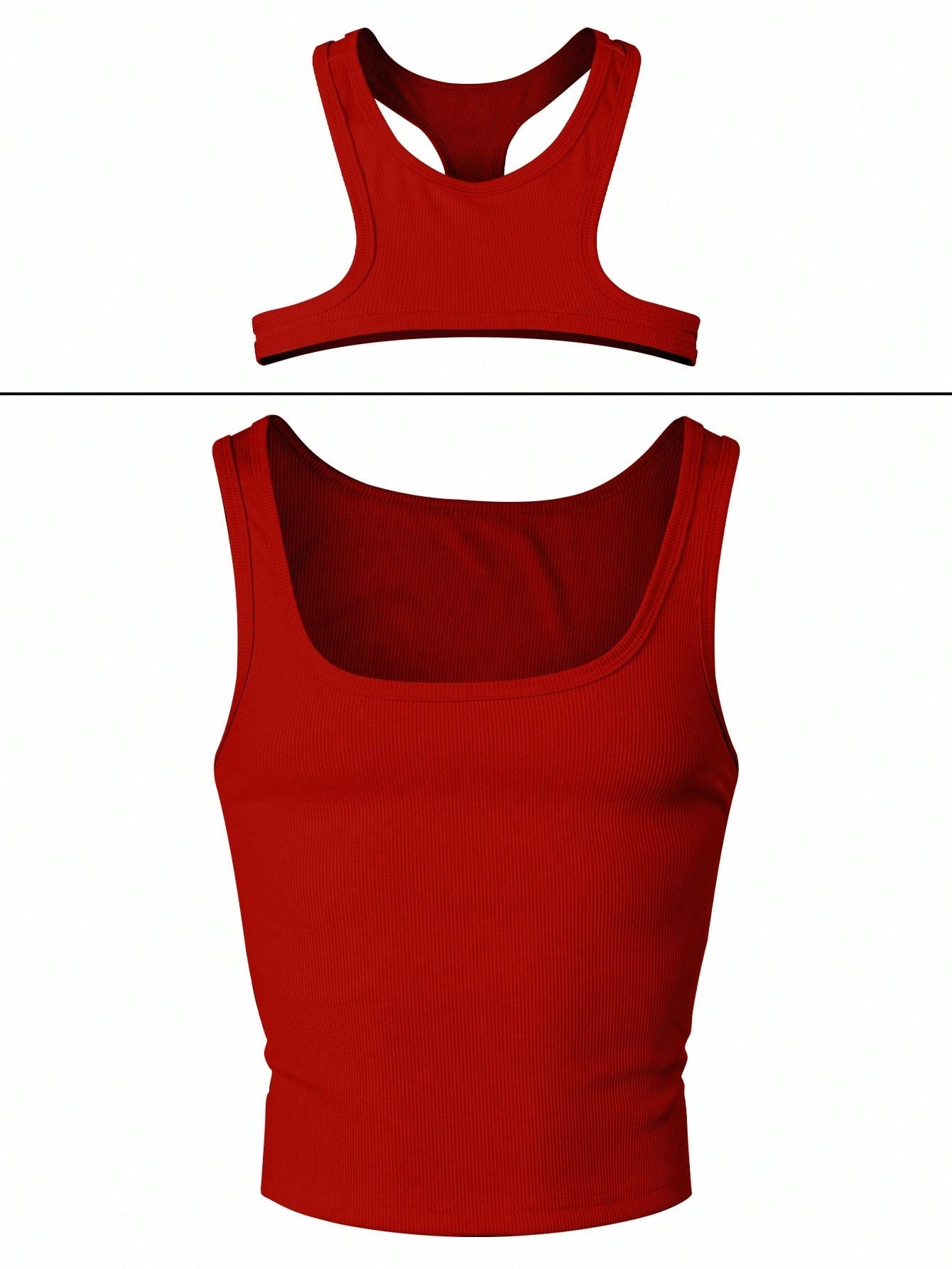 Men's Solid Color Cutout Round Neck Slim Fit Tank Top