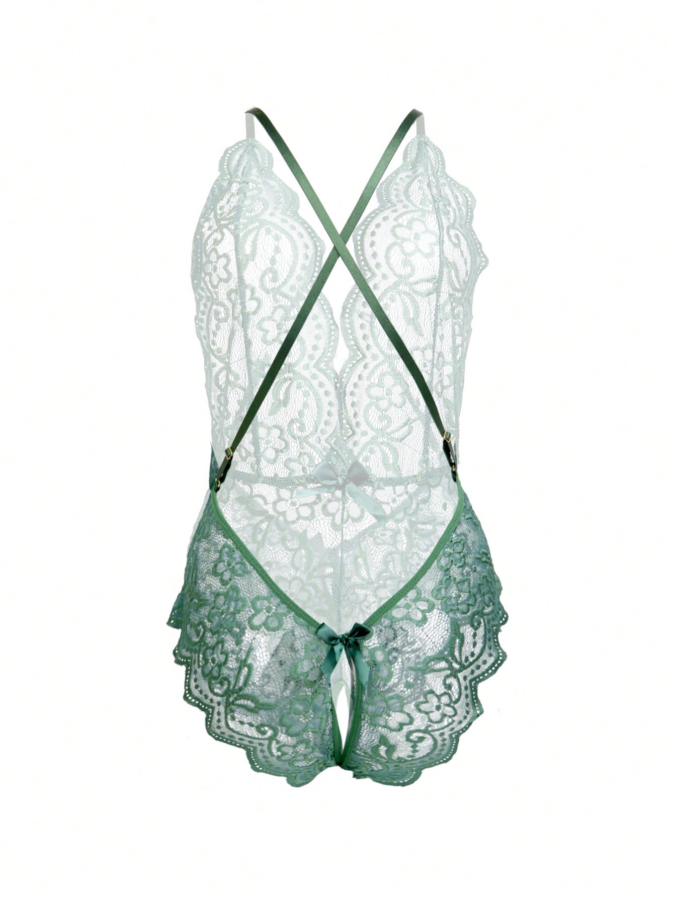 1pc Sexy Halter Neck Lace Bodysuit With Backless Design For Rave