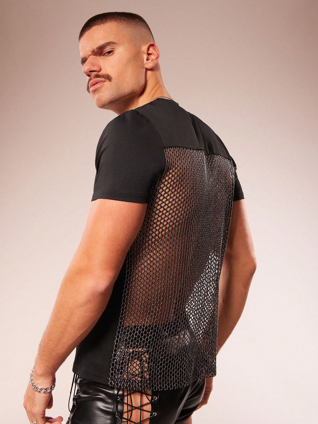 Men's Mesh Round Neck Short Sleeve T-Shirt