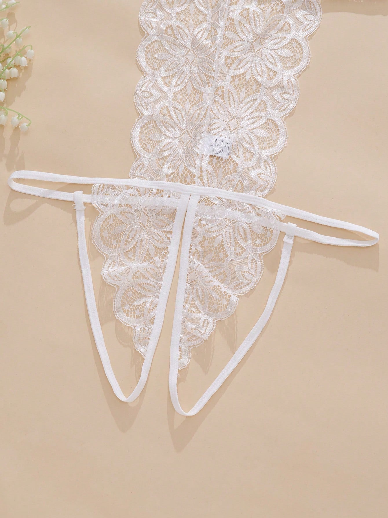 Women's Hollow Out Sheer Bow Floral Lace Elastic Backless Sexy Bodysuit Lingerie, Women's Sexy Teddy Bodysuit, Suitable For Going Out