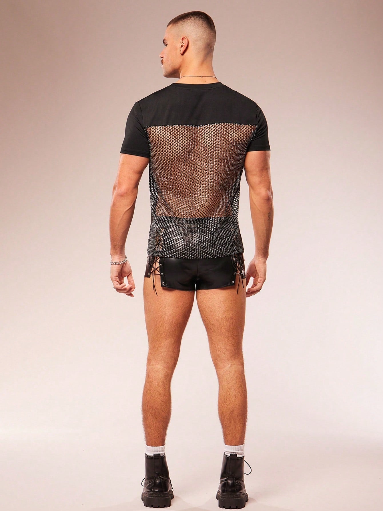 Men's Mesh Round Neck Short Sleeve T-Shirt