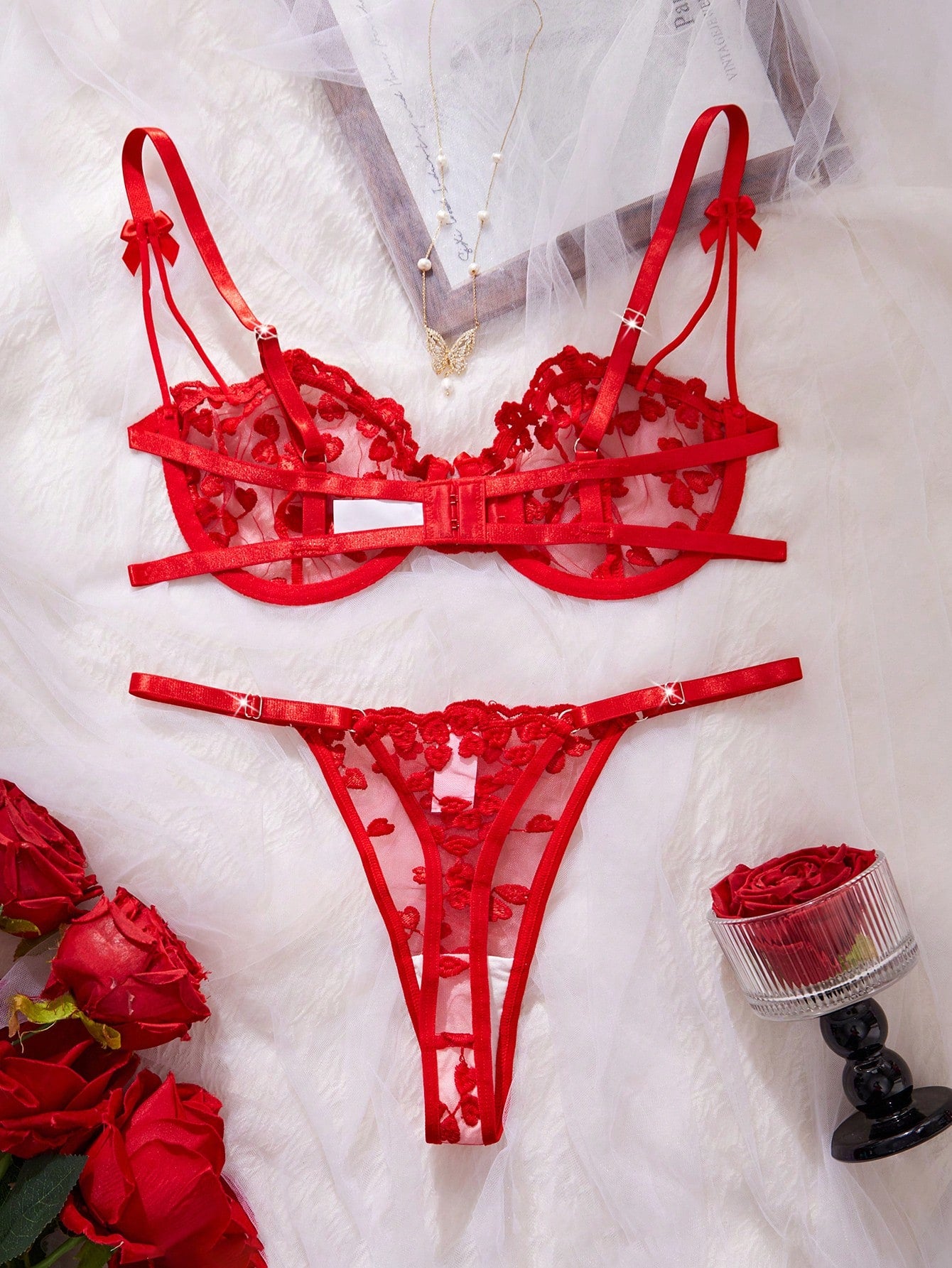 Women’s 2pcs Bow Embroidered Outfit Set