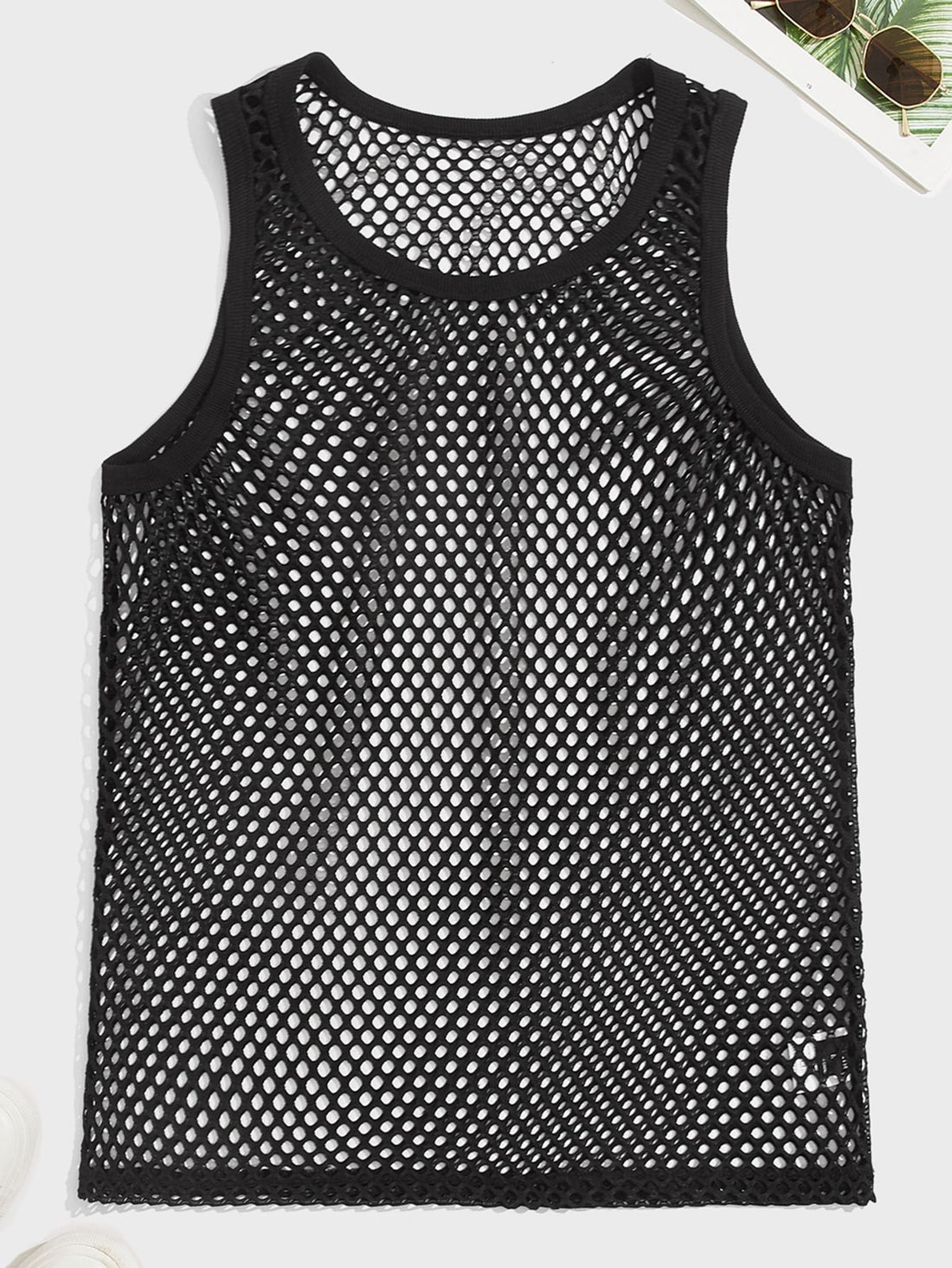Men's Scoop Neck Sheer Sleeveless Tank Top