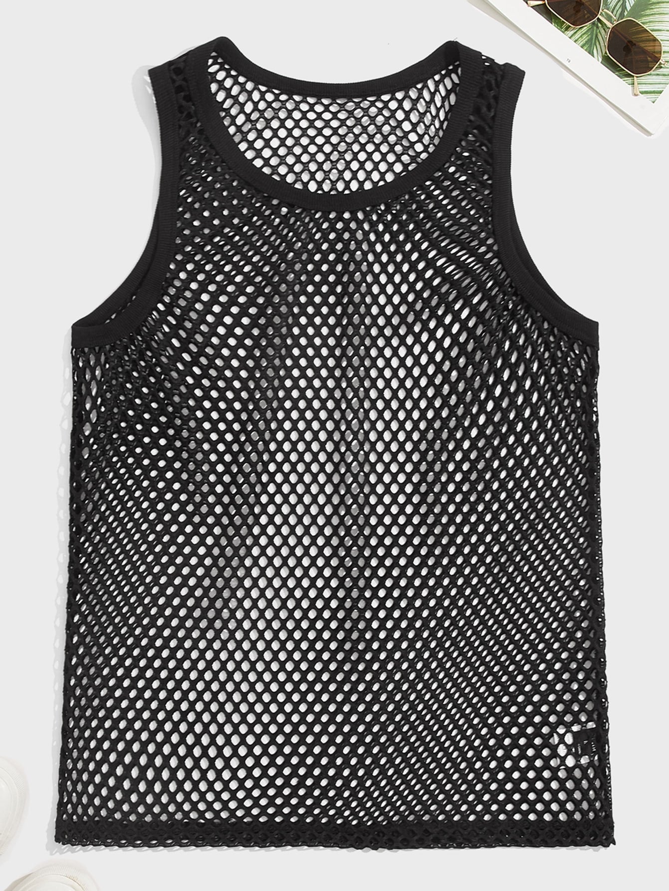 Men's Scoop Neck Sheer Sleeveless Tank Top