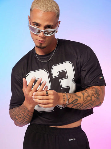Men's Crew Neck Numeric Print Casual T-Shirt