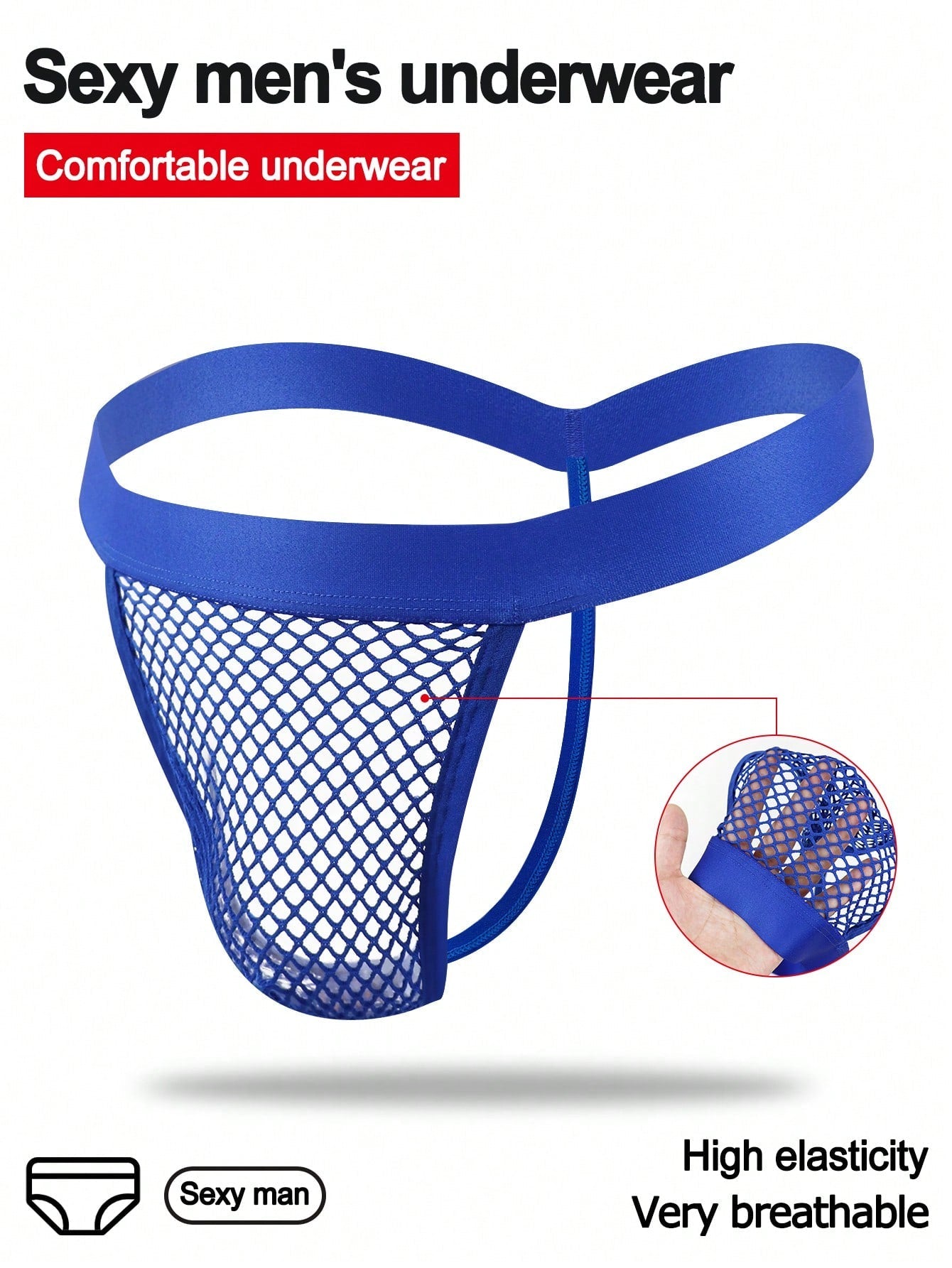 Men’s Breathable Mesh Shorts In Blue With Cutout Detail