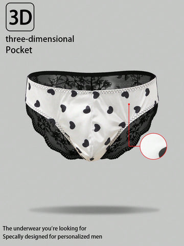 Men's Heart Print Casual Shorts With Soft Breathable Fabric And Stretch Fit
