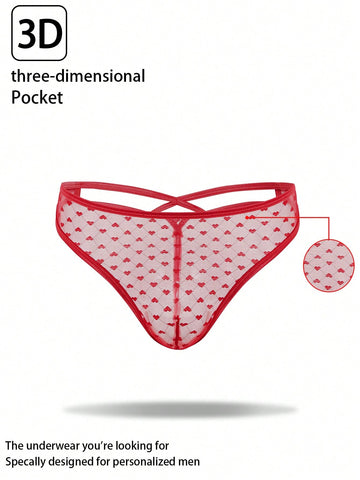 Men’s Casual Shorts With Criss Cross Heart Print Lace Detail