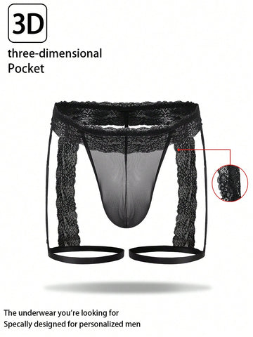 Men’s Low Rise Black Shorts With Lace Waist Detail