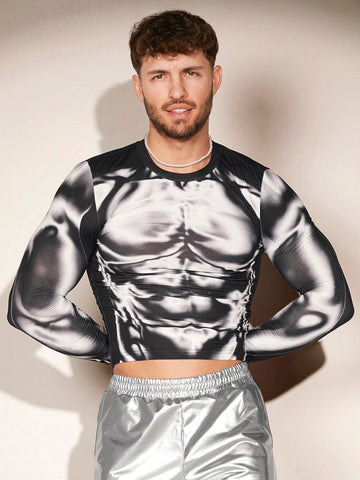Men's Body Heat Map Print Long Sleeve T-Shirt