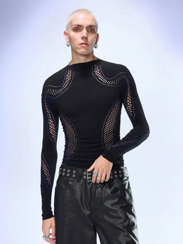Men's Knitted Crew Neck Slim Fit Long Sleeve T-Shirt