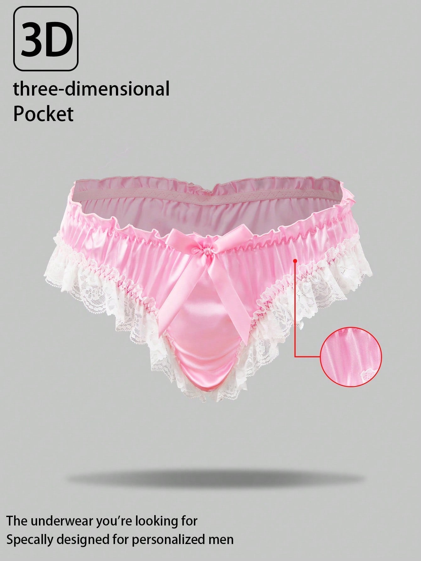 Men’s Casual Shorts With Contrast Lace Trim And Bow Detail