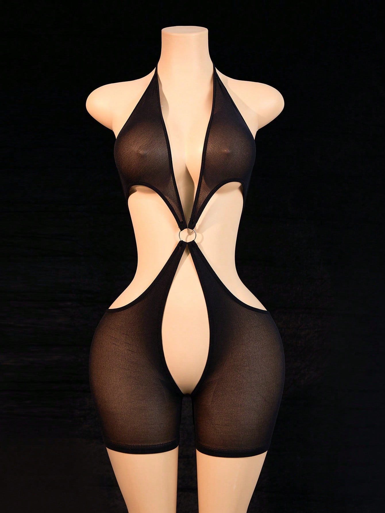 Halter Deep V Criss-Cross Hollow-Out Sexy Bodysuit