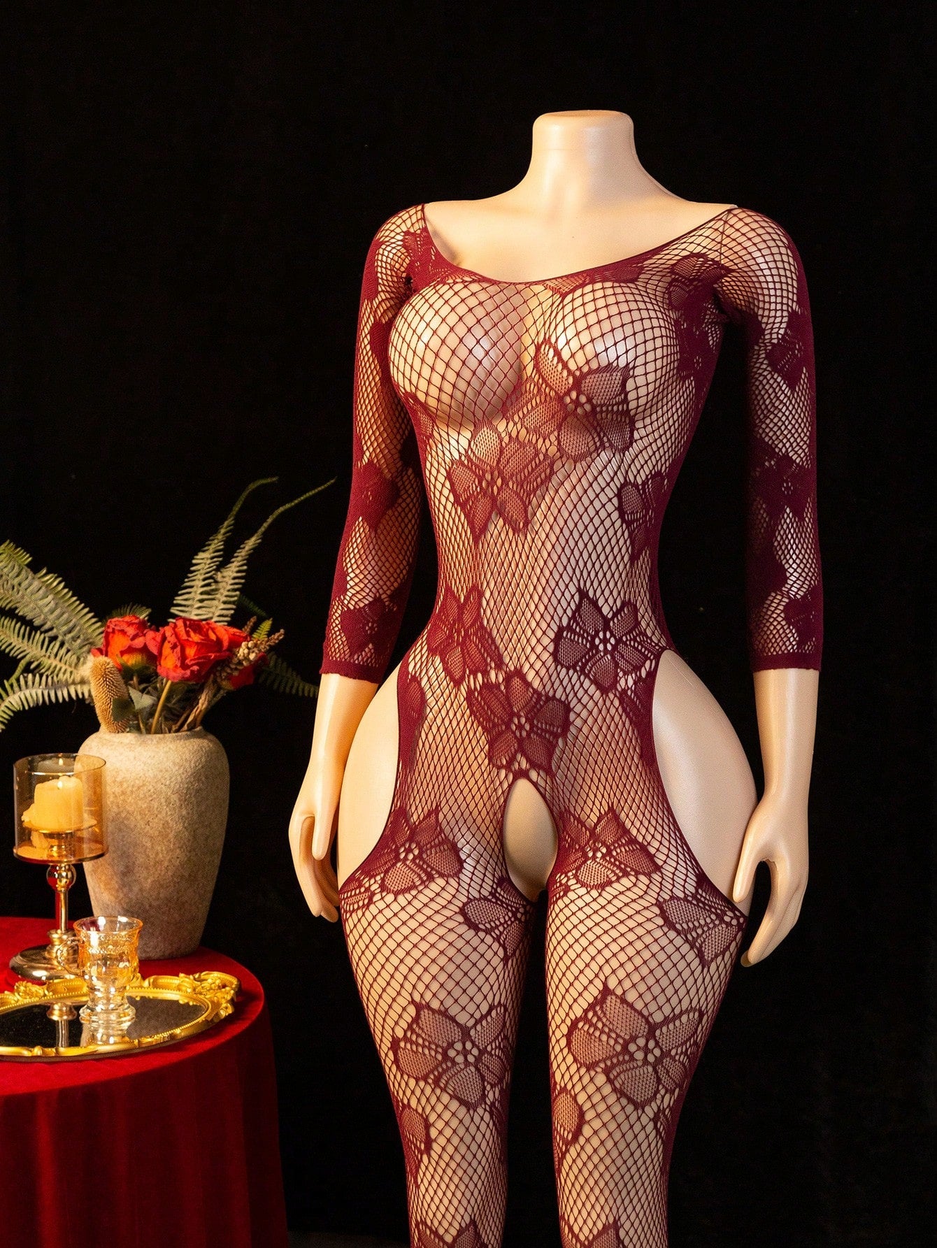 Off-Shoulder Long Sleeve Hollow-Out Sexy Jumpsuit for Night Out