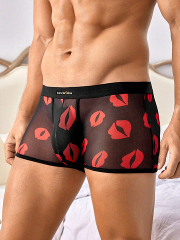 Men’s Casual Shorts With Lip Print Jacquard Waist Detail