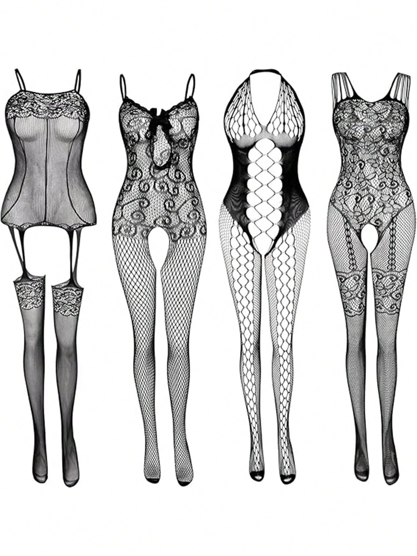 4pcs Women’s Floral Pattern Stockings Set For Special Occasions