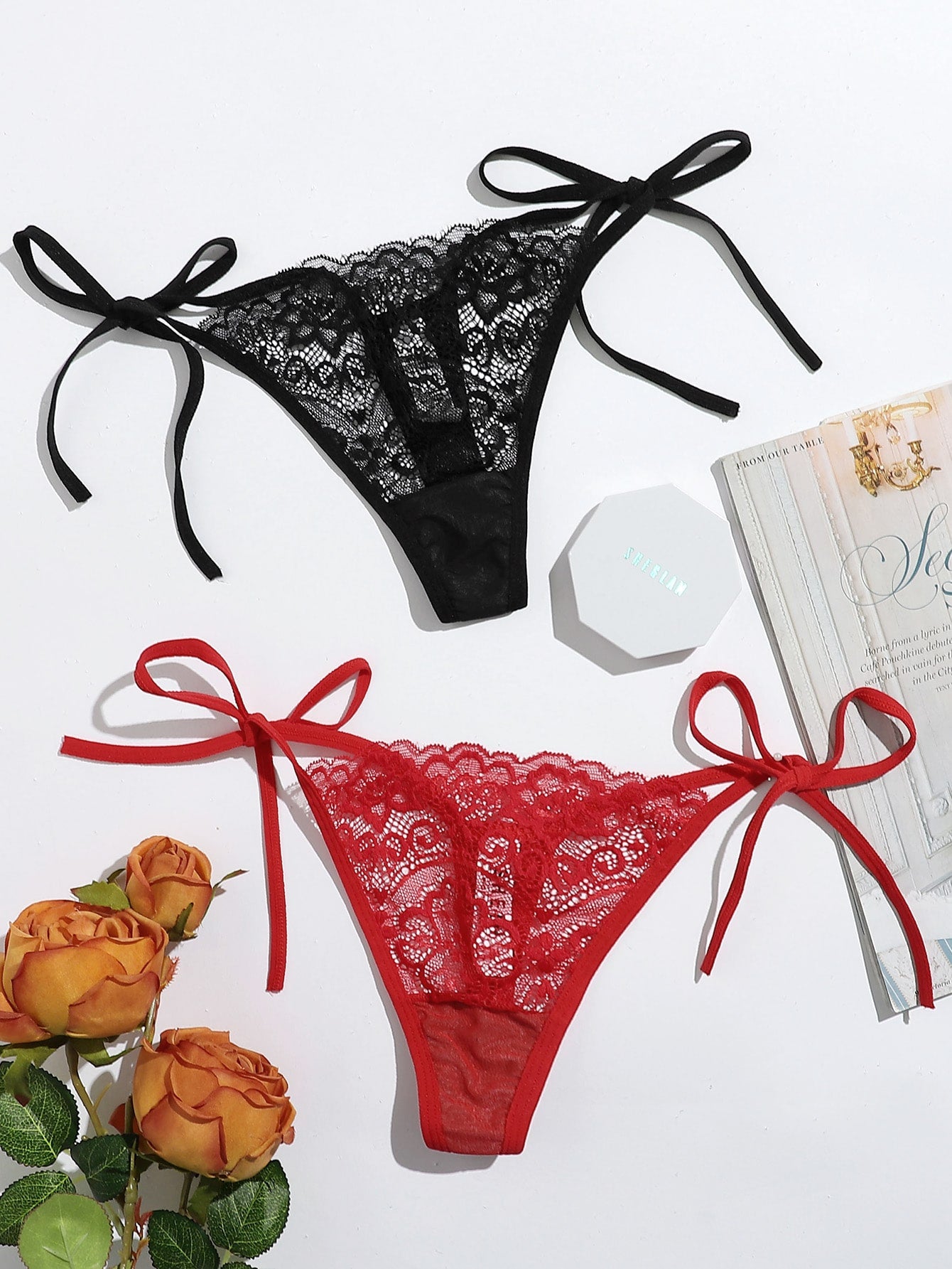 Women’s Floral Pattern Tie Side Apparel Set 2pcs