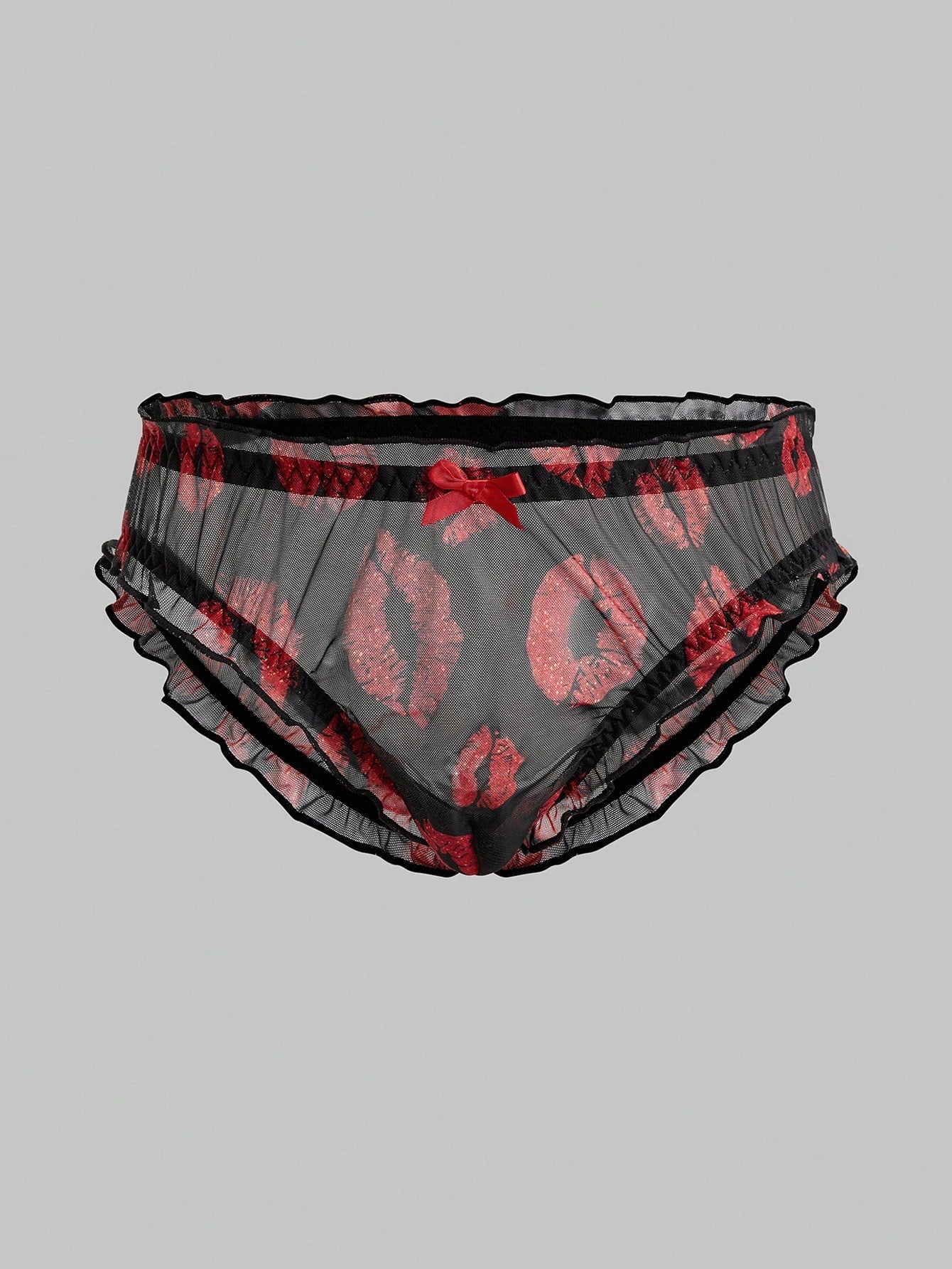 Men's Lip Print Casual Shorts With Soft Breathable Stretch Fabric