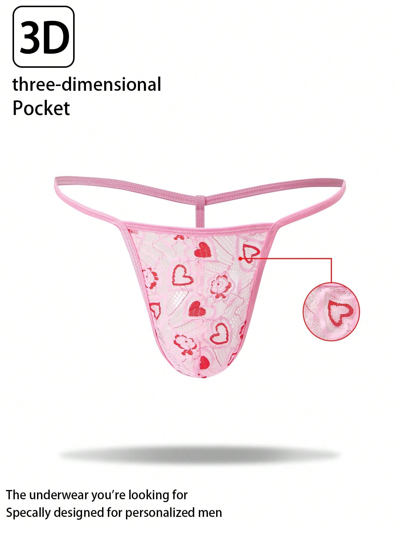 Men’s Casual Shorts With Heart And Floral Print Lace Detail