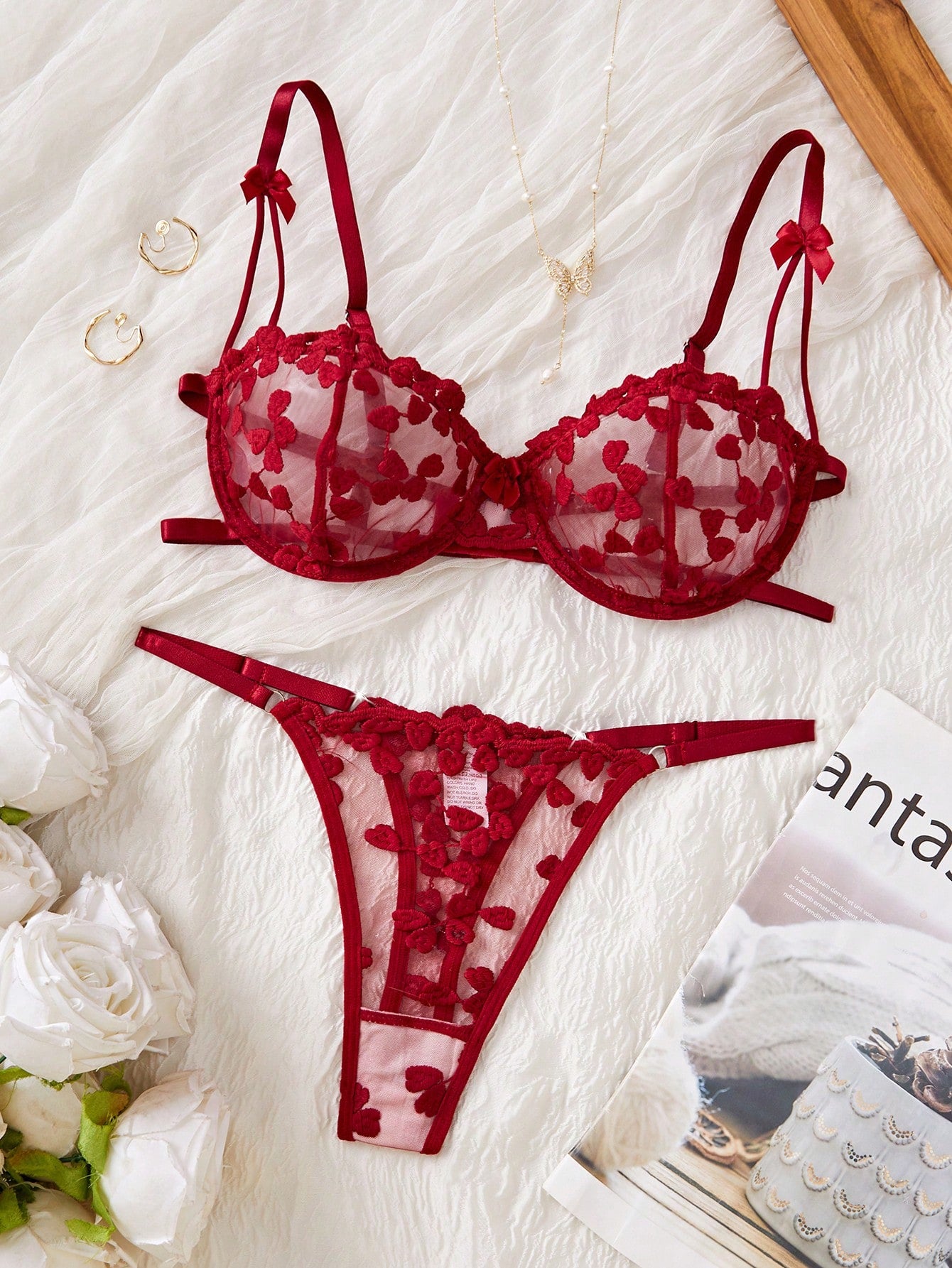 Women’s 2pcs Bow Embroidered Outfit Set