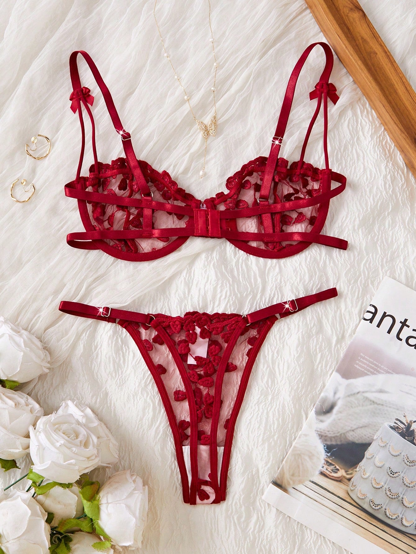 Women’s 2pcs Bow Embroidered Outfit Set