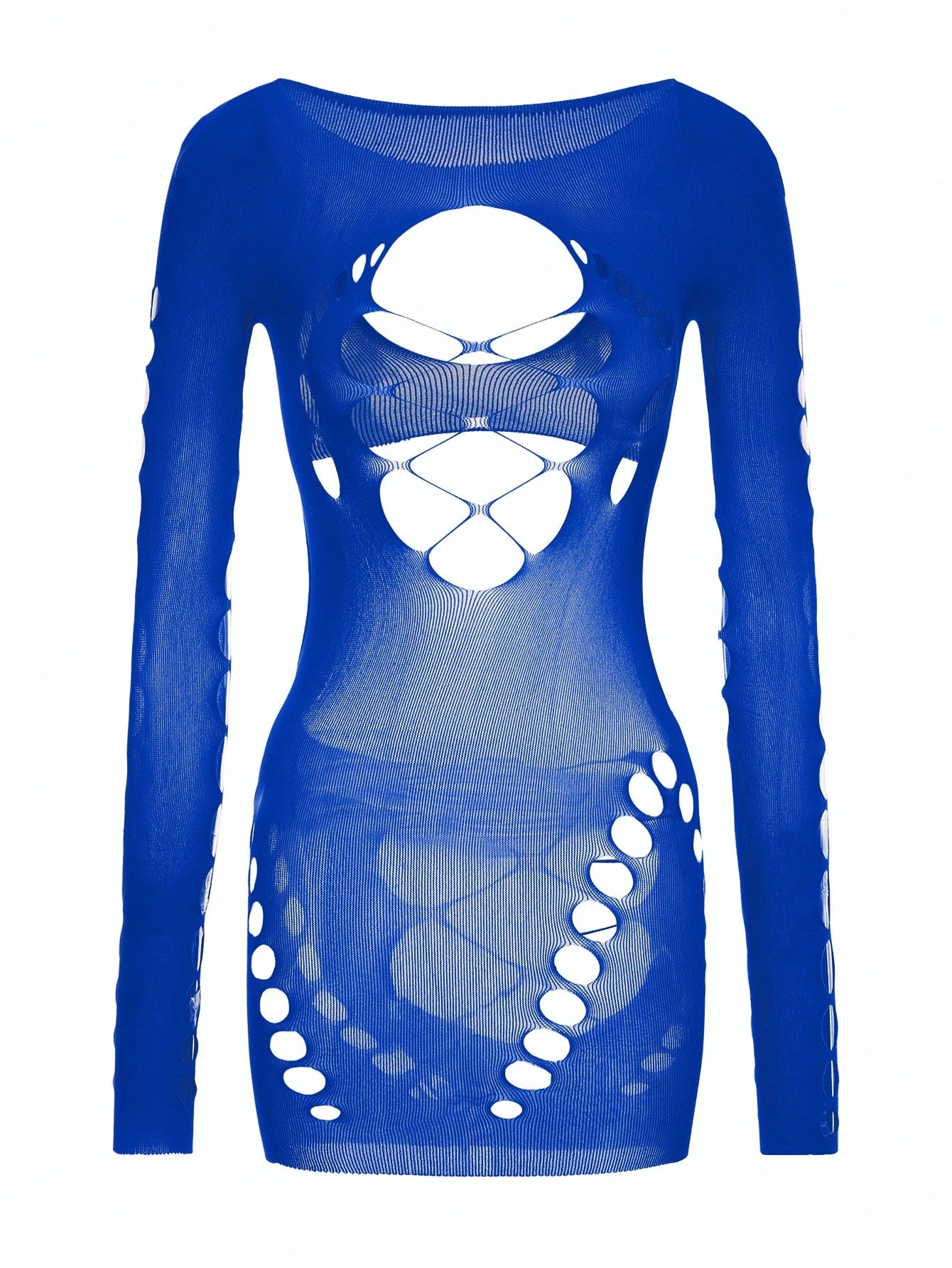 1pc Women's Sexy Fuchsia Bodycon Semi-Sheer Fishnet Dress, Suitable For Party, Nightclub, Beach