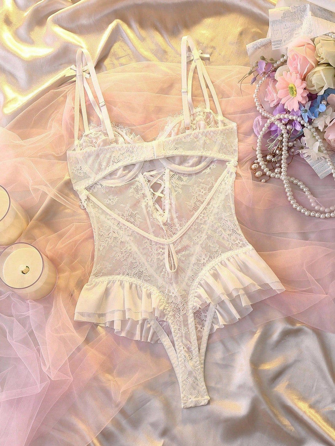 Women's Sexy Lace Bodysuit Open Back Lingerie Bridallingerie Cozy And Elegant Details