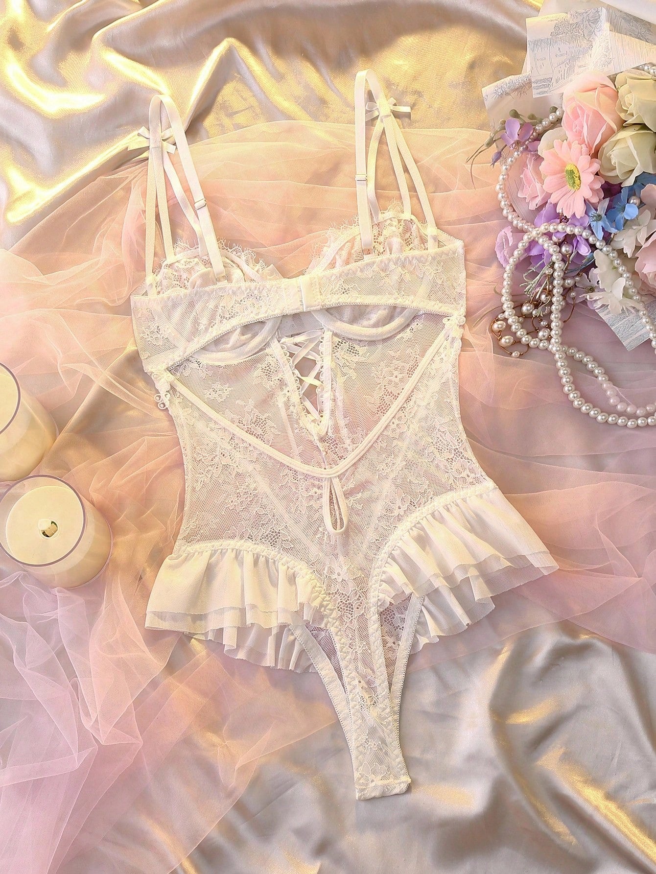 Women's Sexy Lace Bodysuit Open Back Lingerie Bridallingerie Cozy And Elegant Details