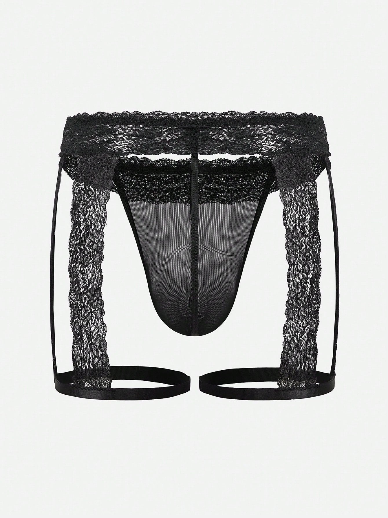 Men’s Low Rise Black Shorts With Lace Waist Detail