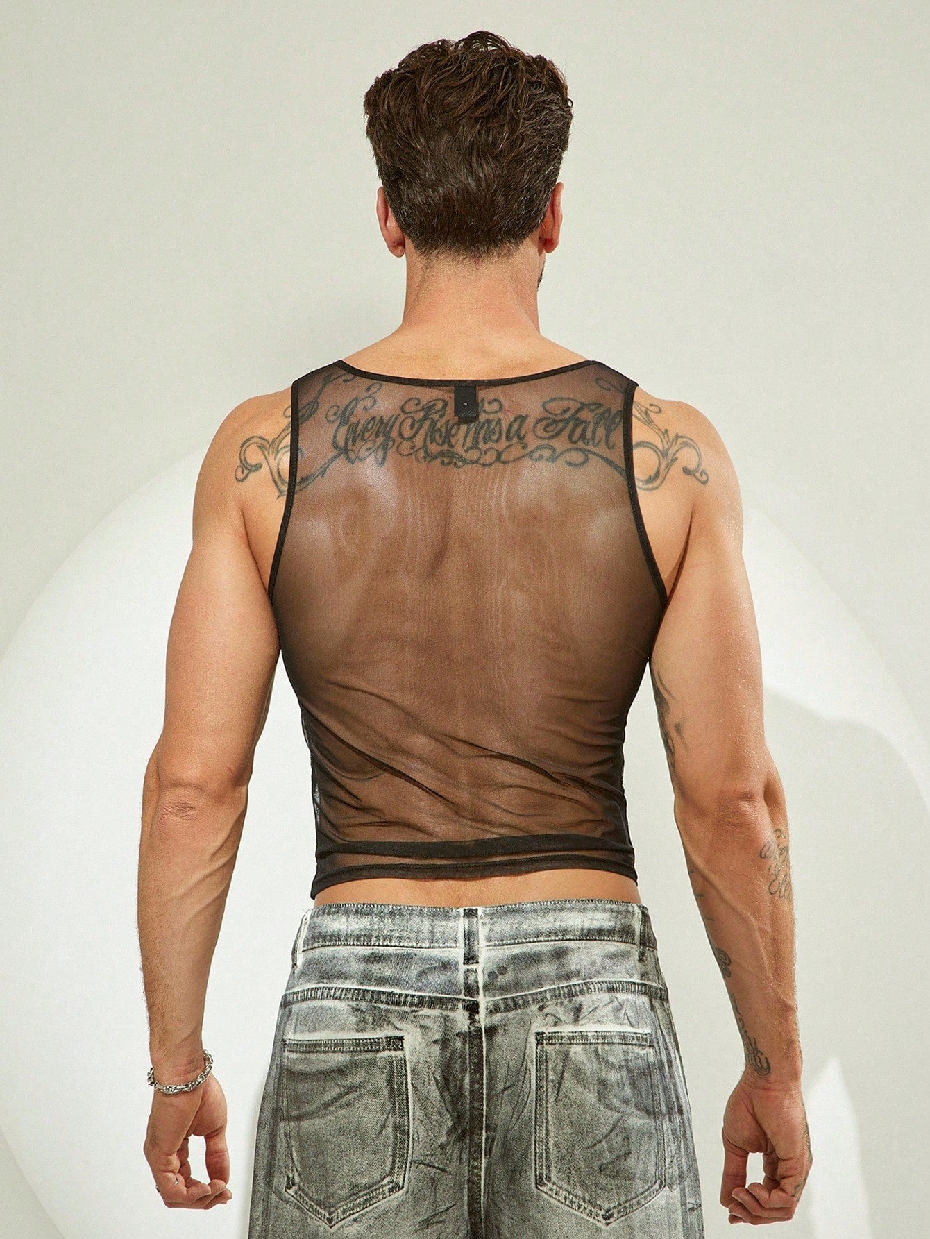 Rhinestone Lip Mesh Sheer Camisole