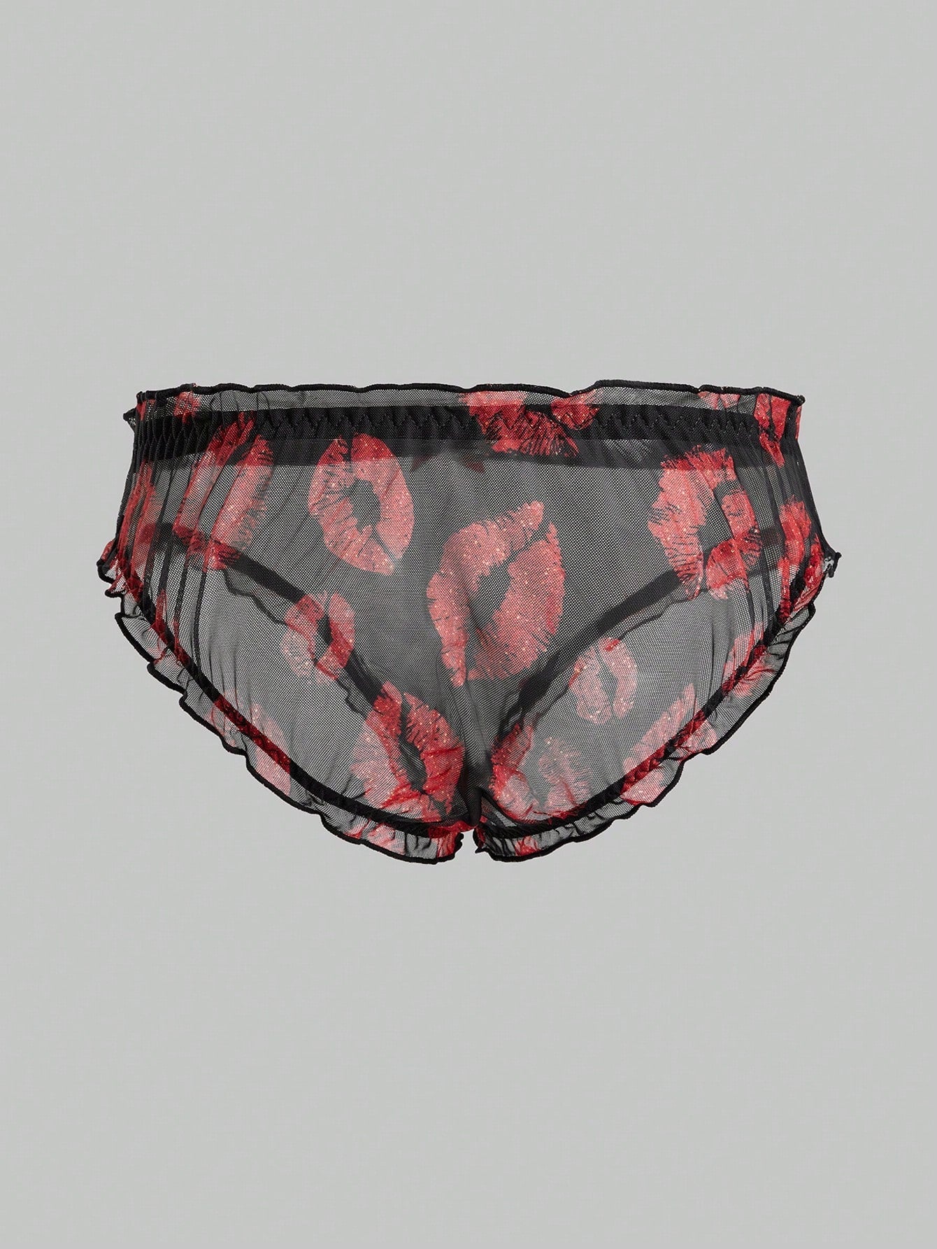Men's Lip Print Casual Shorts With Soft Breathable Stretch Fabric
