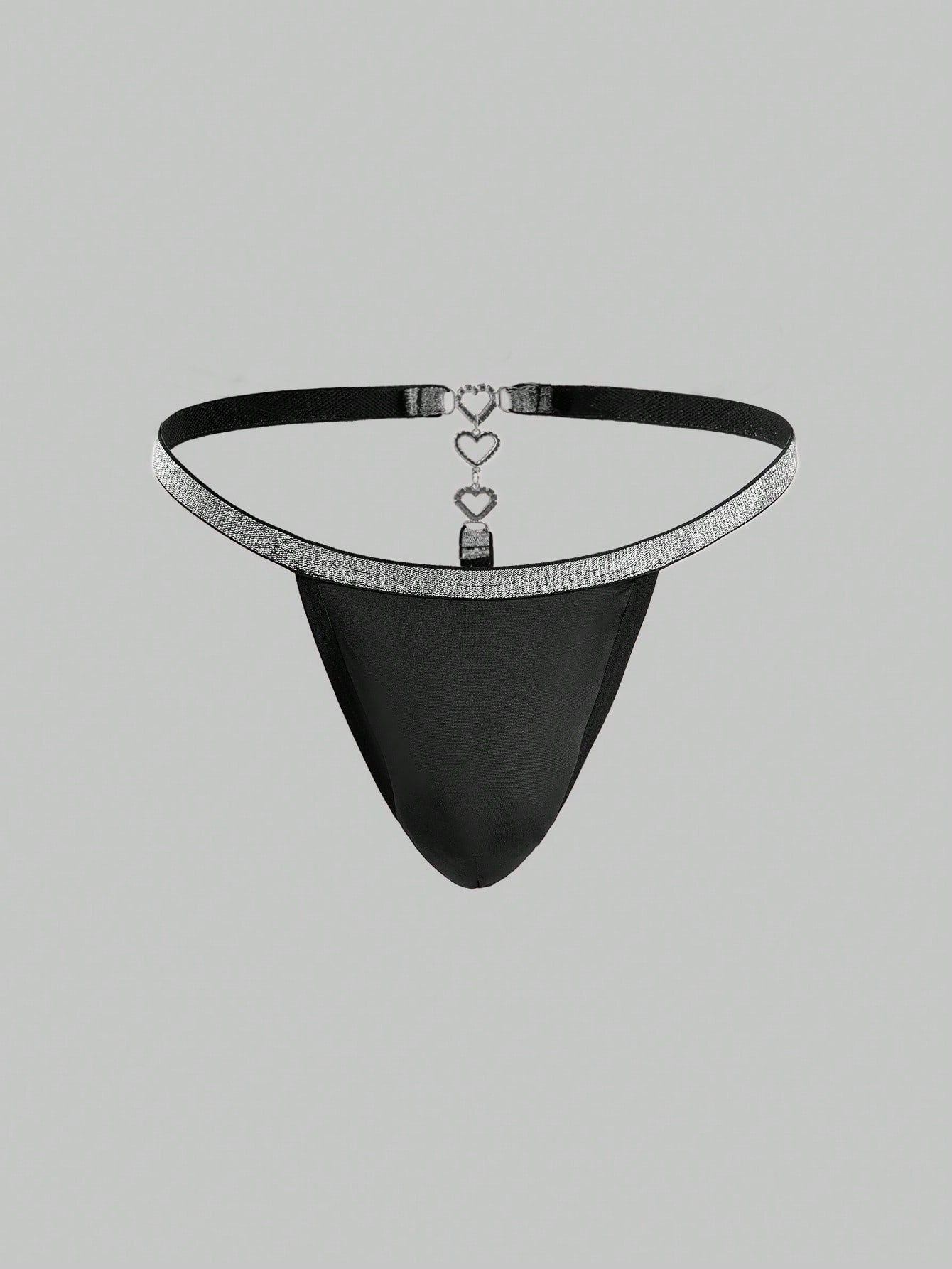 Men’s Lightweight Shorts With Rhinestone Heart Chain Detail