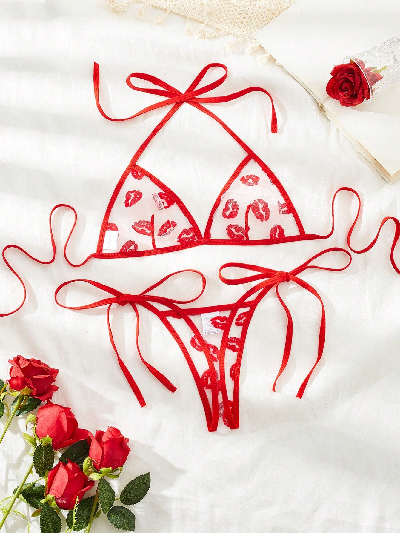 Women’s Lip Print Pattern Outfit Set