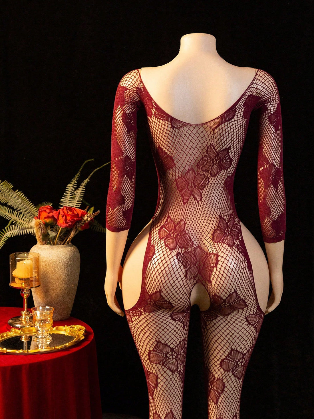 Off-Shoulder Long Sleeve Hollow-Out Sexy Jumpsuit for Night Out