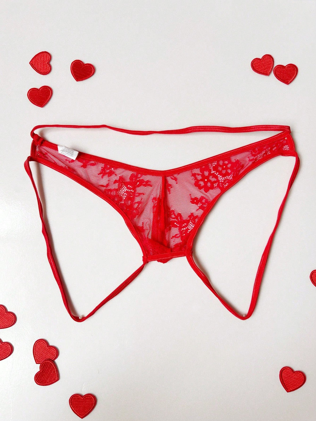 Men’s Red Lace Shorts With Hollow Pattern Holiday Style