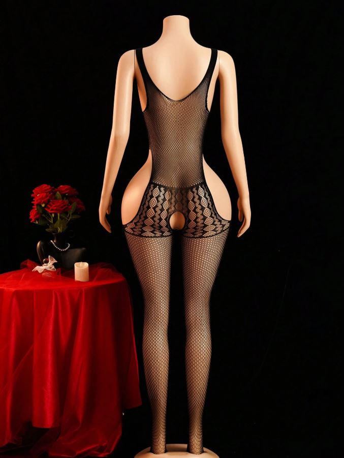 Mesh Sheer Cutout Lace Sleeveless Sexy Jumpsuit