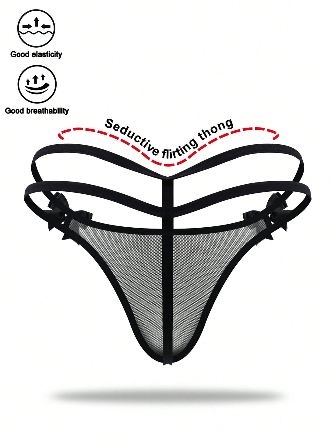 Men’s Black Mesh Shorts With Bow Accent And Cutout Design