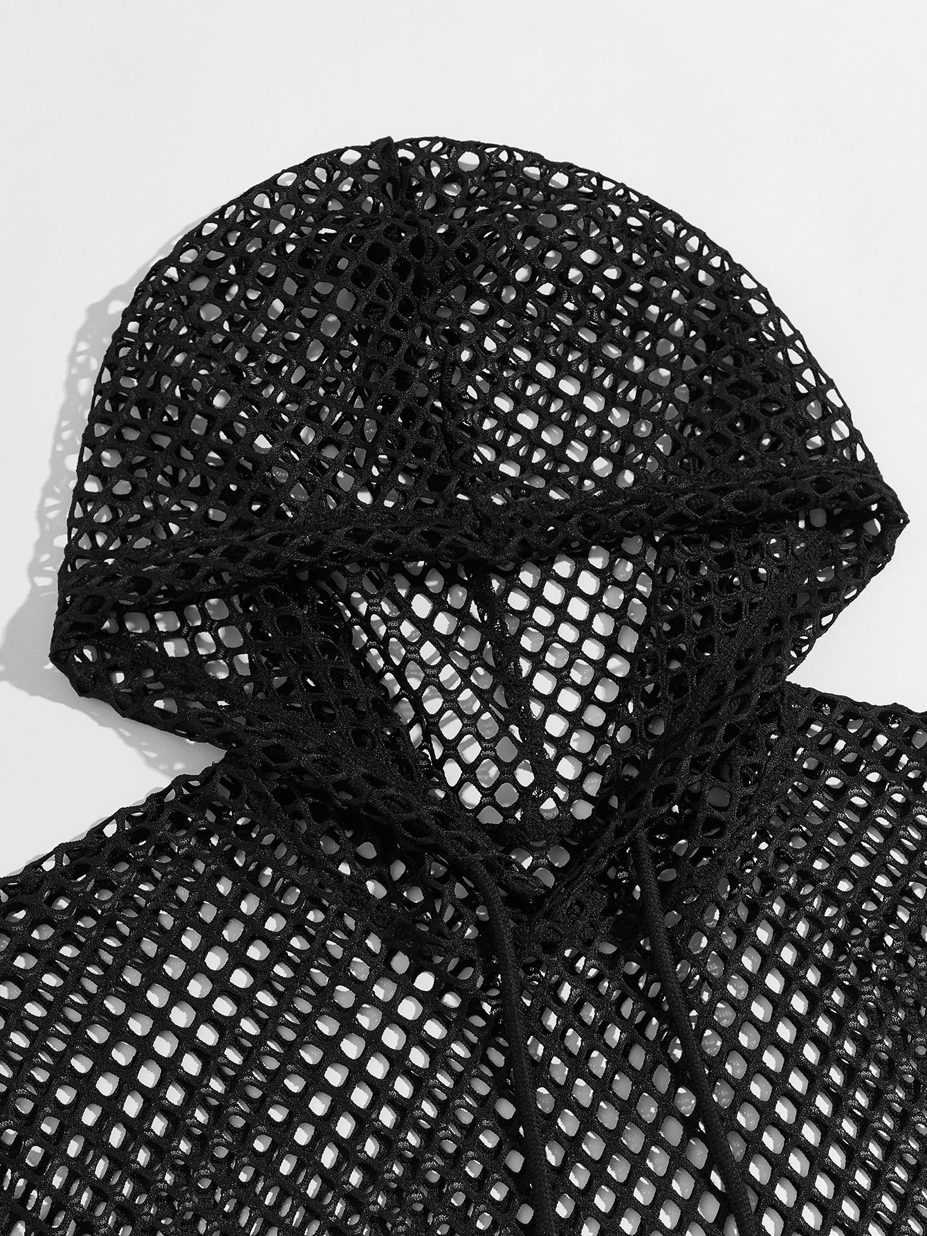 Men's Fishnet Mesh Hooded Short Sleeve Top